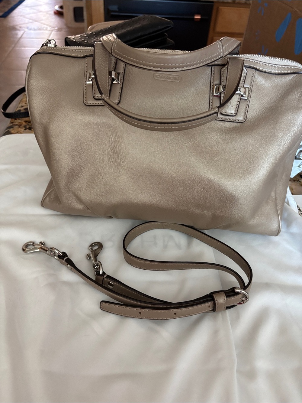 COACH- Taylor metallic Beige leather satchel